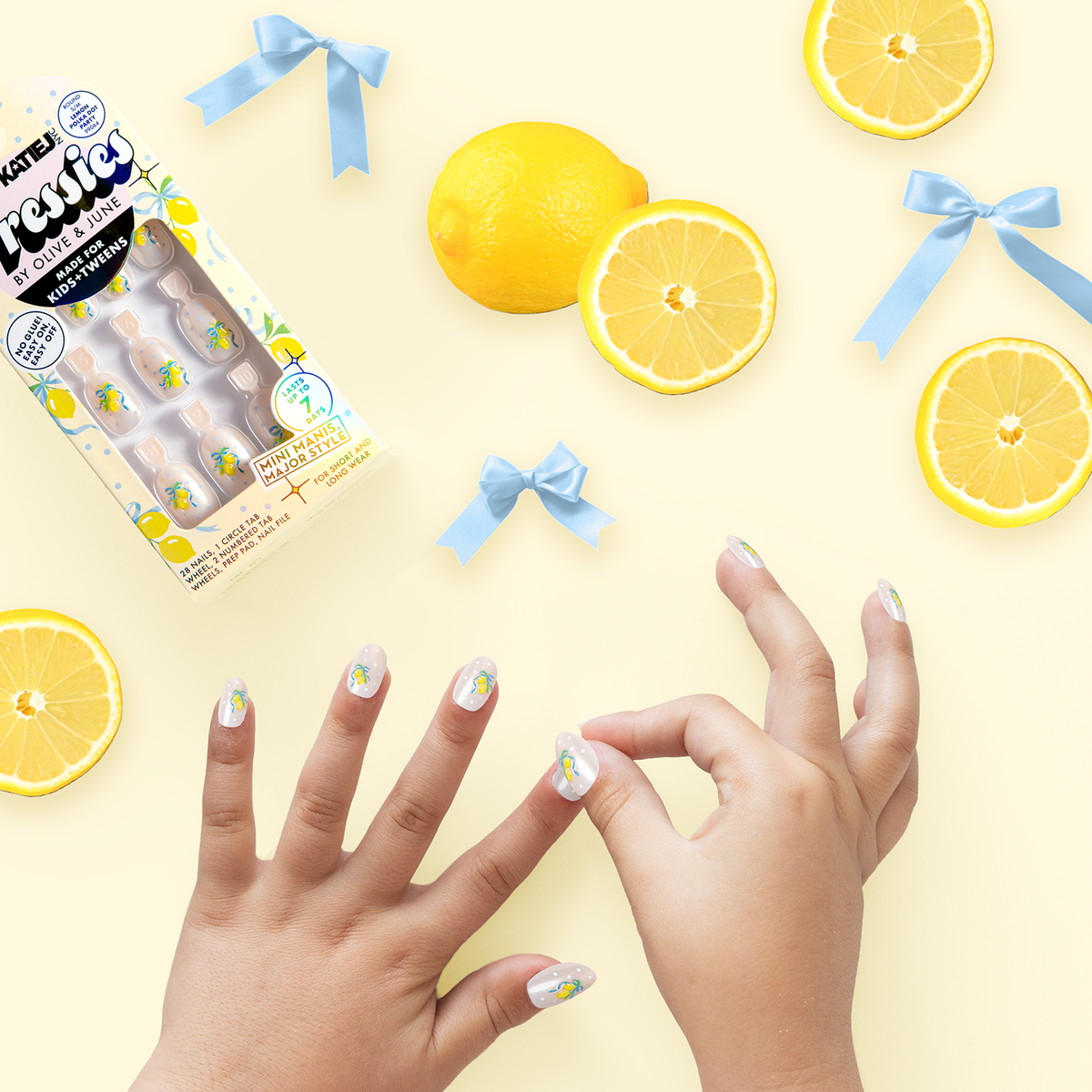 Lemon Polka Dot Party - Pressies | Short Medium | Round