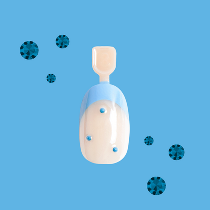 Blue Skies Dot French - Pressies | Short Medium | Round