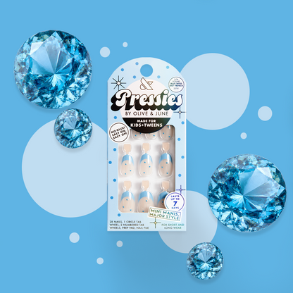 Blue Skies Dot French - Pressies | Short Medium | Round