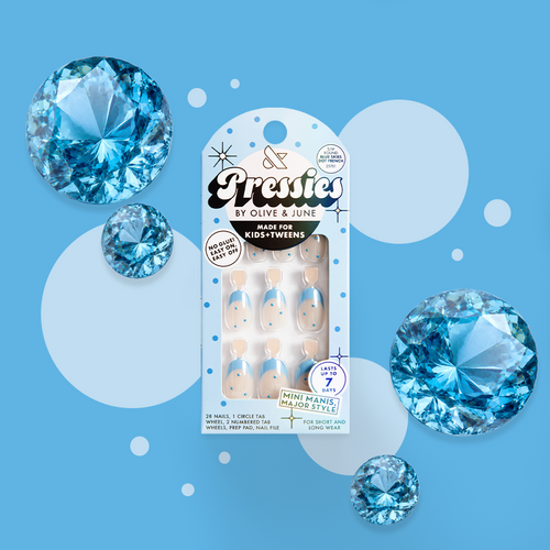 Blue Skies Dot French - Pressies | Short Medium | Round
