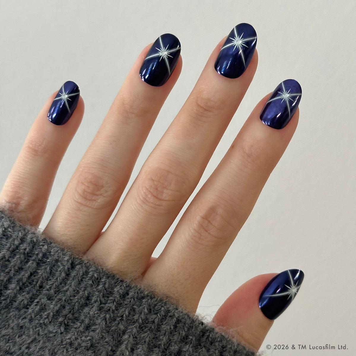 Blue Celestial Chrome - Press-Ons | Short | Round
