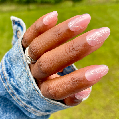 Candy Chrome Spiderwebs - Press-On | Medium | Oval