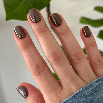Chocolate Glaze - Press-On | Extra Extra Short | Squoval