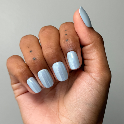 Powder Blue Chrome - Tab Press Ons | Short | Squoval