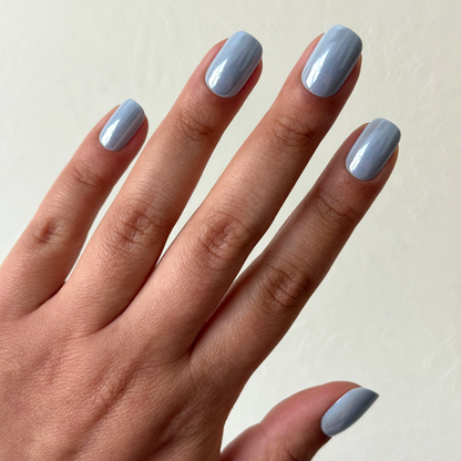 Powder Blue Chrome - Tab Press Ons | Short | Squoval