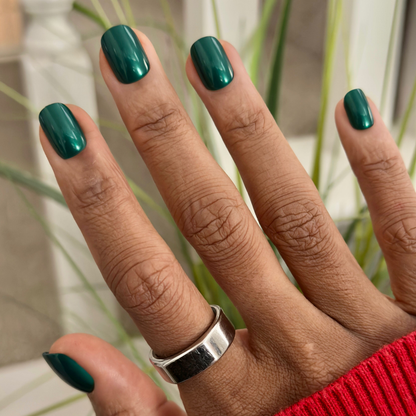 Emerald Chrome - Tab Press-On | Extra Short | Squoval