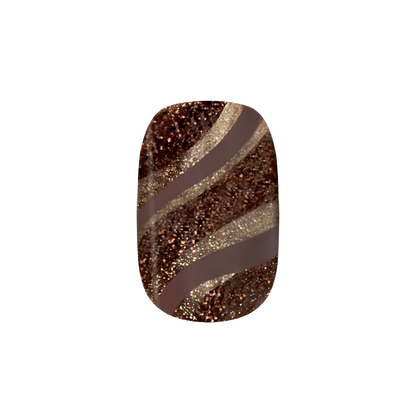 Espresso Shimmer Swirl - Press-On | Short | Squoval