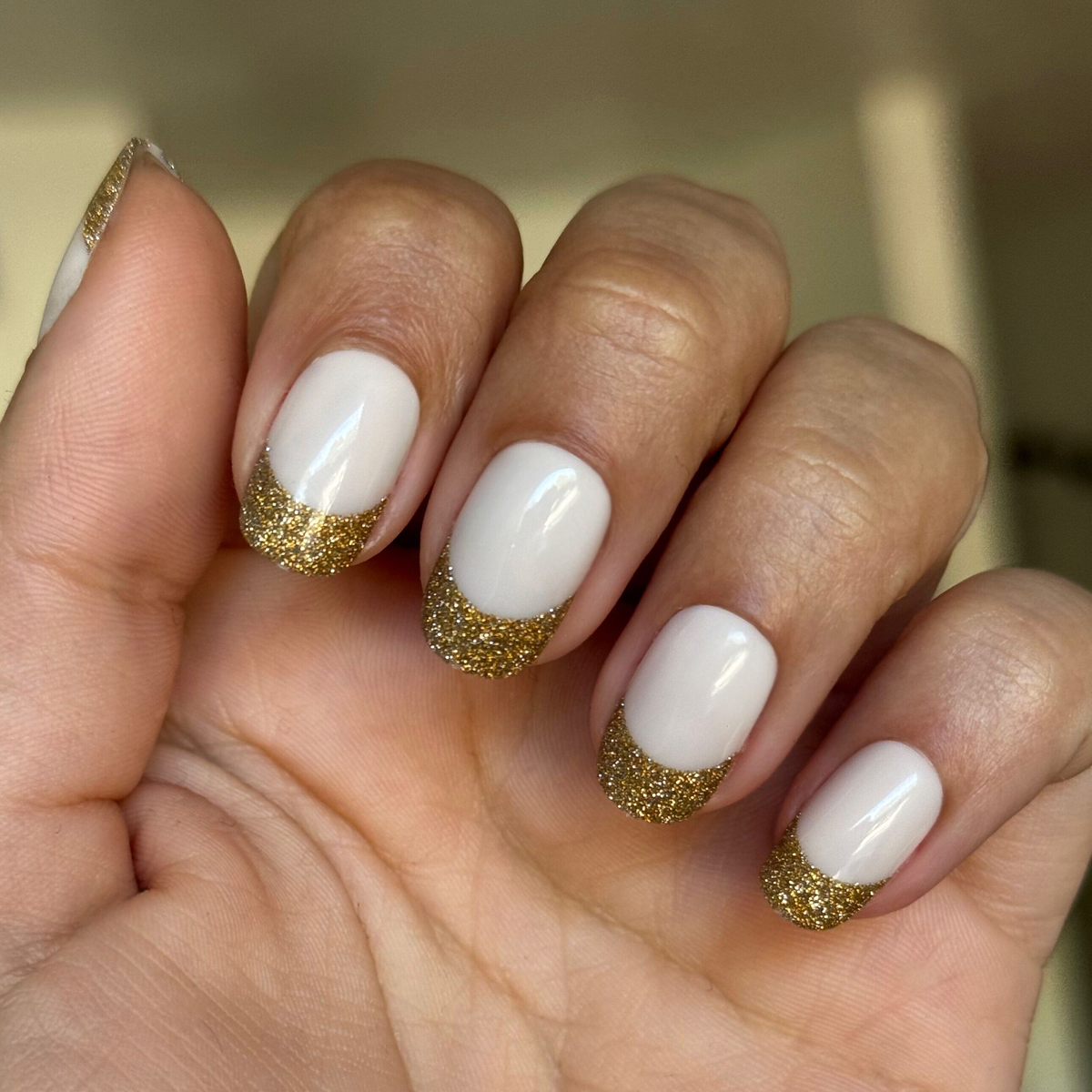 Gold Glitter French - Tab Press-On | Short | Squoval