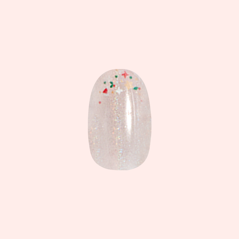 Holographic Holiday Confetti - Press-On | Medium | Oval