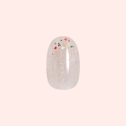 Holographic Holiday Confetti - Press-On | Medium | Oval