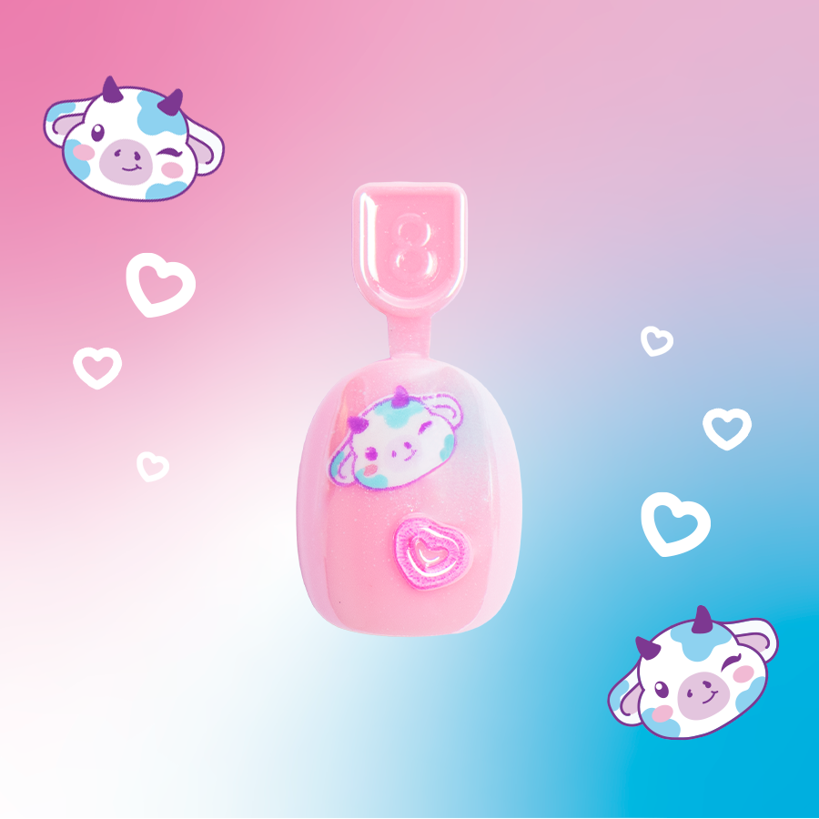 Kawaii Cow Chrome - Pressies | Extra Short Short | Round