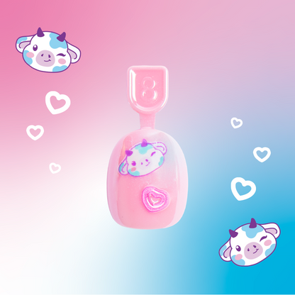 Kawaii Cow Chrome - Pressies | Extra Short Short | Round