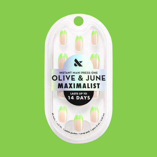 Lime Chrome French - Press-On | Short | Round