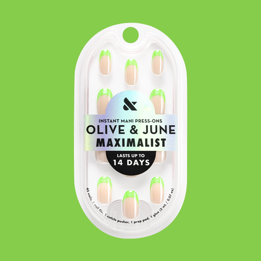 Lime Chrome French - Press-On | Short | Round