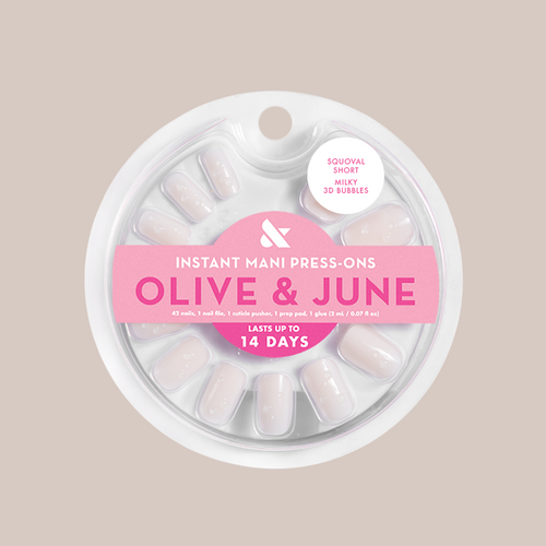 Milky 3D Bubbles - Press-On | Short | Squoval