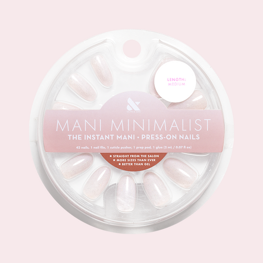 Milky Micro Glitter - Press-On | Medium | Oval