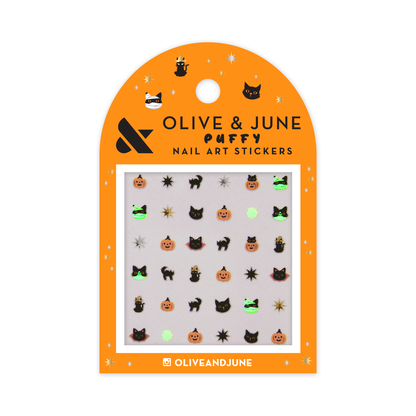 Halloween Puffy Nail Art Stickers - Black Cats