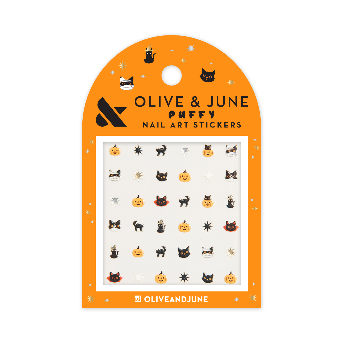 Halloween Puffy Nail Art Stickers - Black Cats