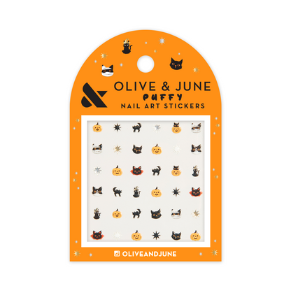 Halloween Puffy Nail Art Stickers - Black Cats