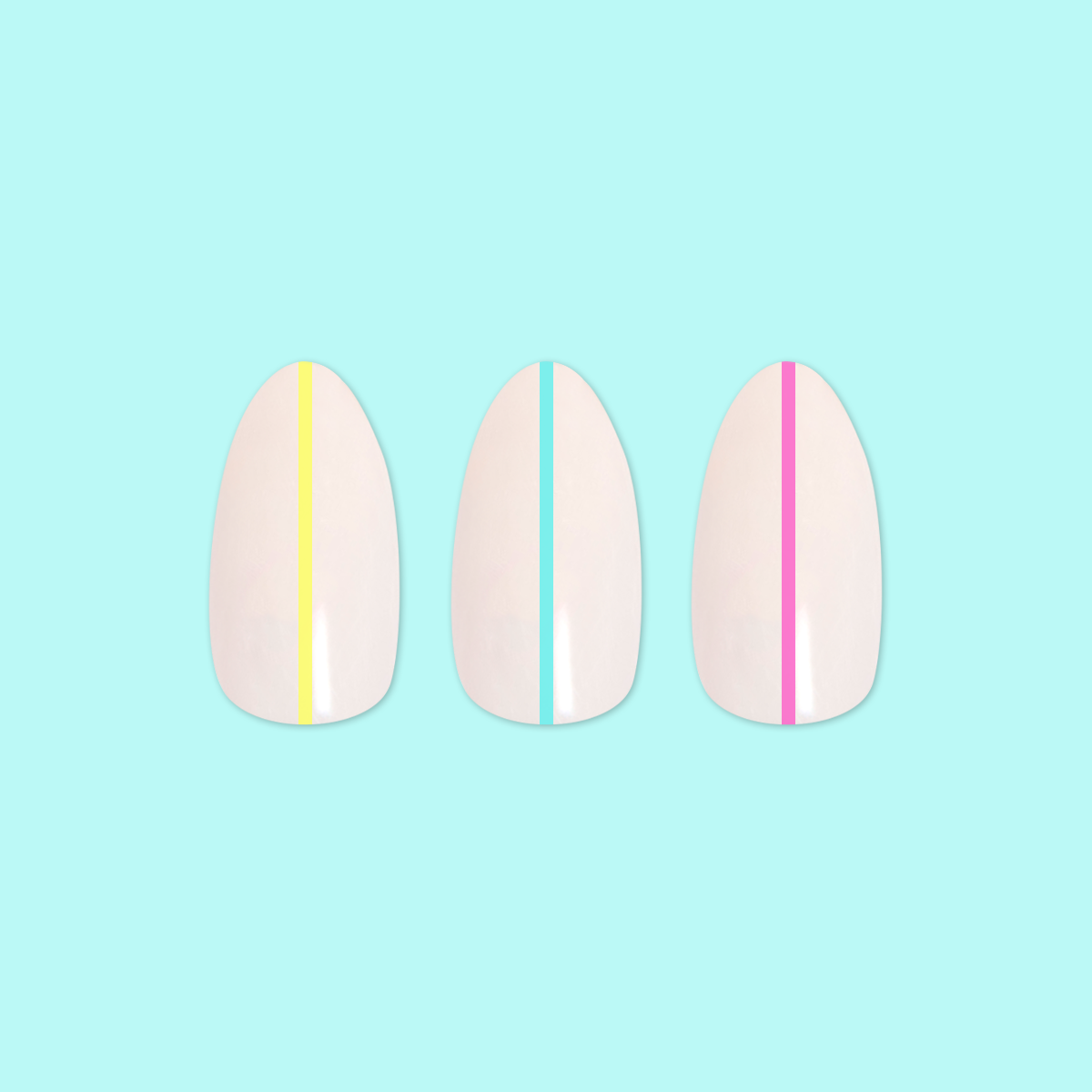 Neon Lines - Press-On | Medium | Almond