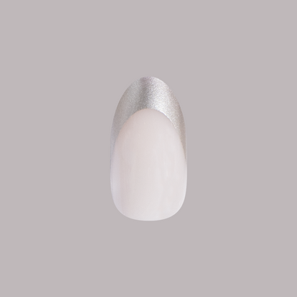 Neutral Chrome French - Press-On | Medium | Oval