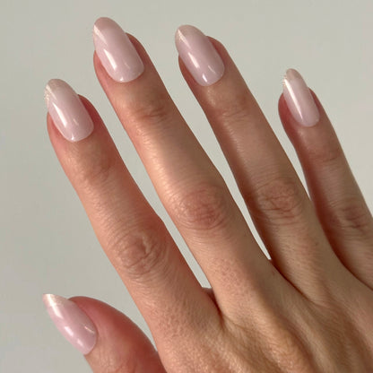 Neutral Shimmer French - Press On | Medium | Oval