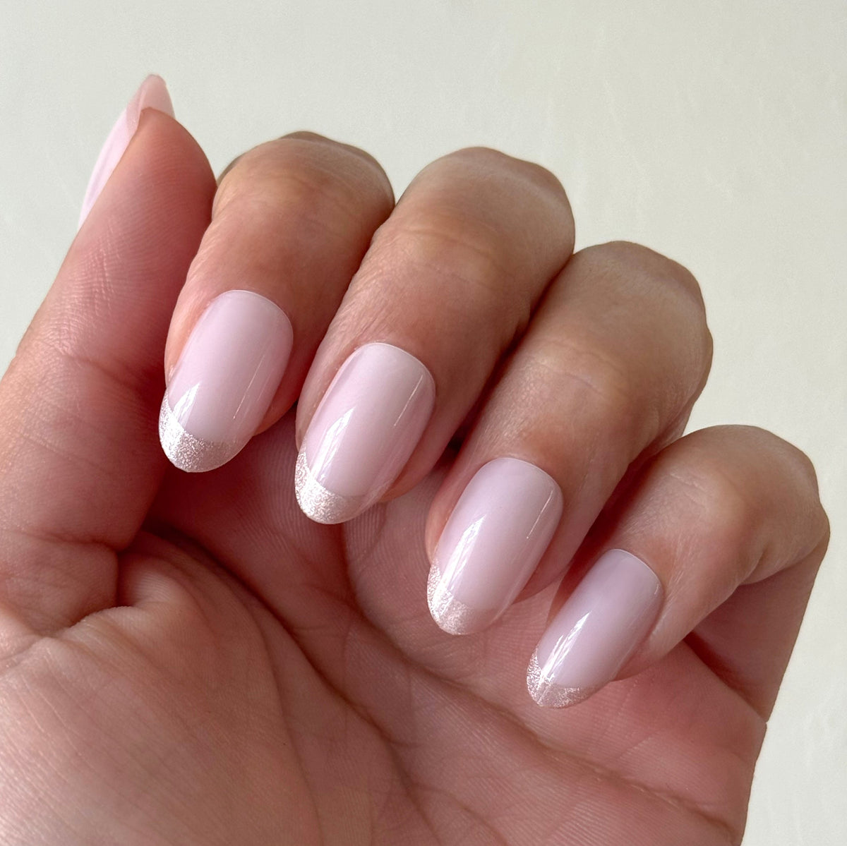 Neutral Shimmer French - Press On | Medium | Oval