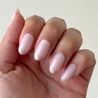 Neutral Shimmer French - Press On | Medium | Oval