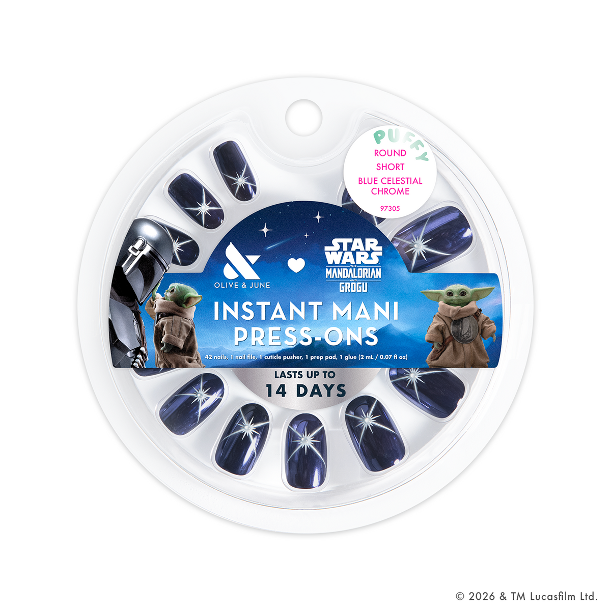 Blue Celestial Chrome - Press-Ons | Short | Round