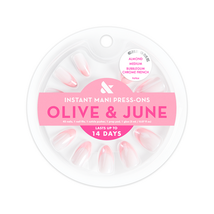 Bubblegum Chrome French - Press On | Medium | Almond
