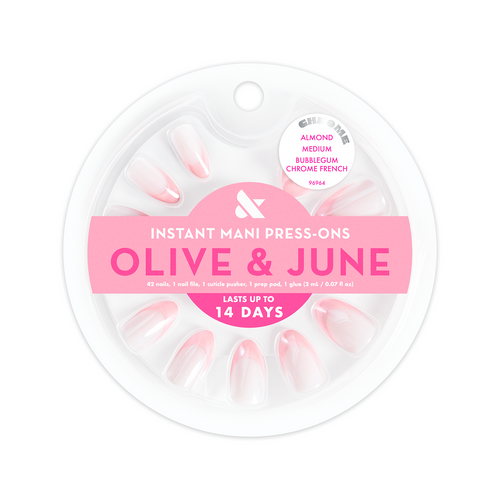 Bubblegum Chrome French - Press On | Medium | Almond
