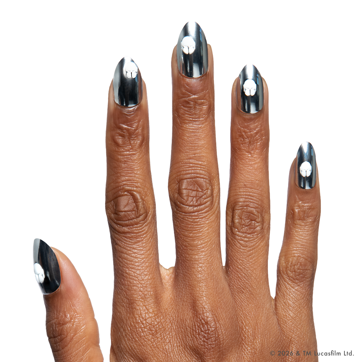 Dark Saber Holographic Chrome - Press-Ons | Medium | Almond