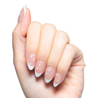 Iconic French Puffy Pearls - Press On | Medium | Almond