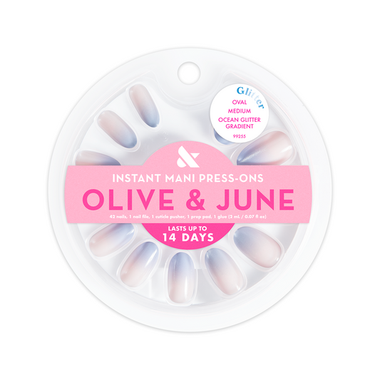 Ocean Glitter Gradient - Press On | Medium | Oval