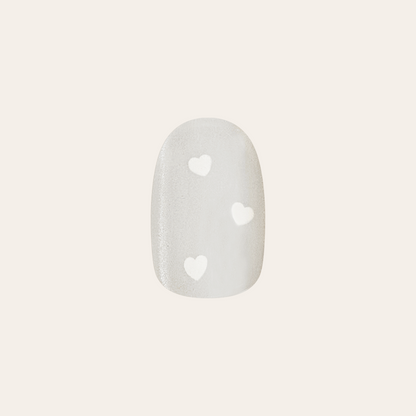 Velvet Pearly Hearts - Tab Press On | Extra Short | Round