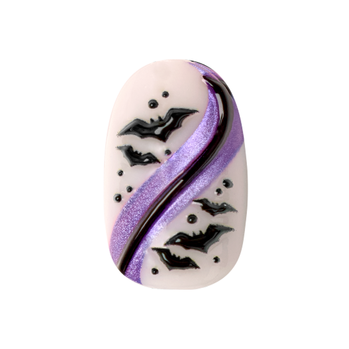 Puffy Bat Swirls - Press-On | Medium | Oval
