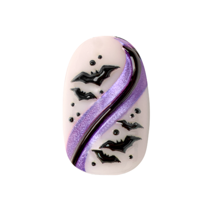 Puffy Bat Swirls - Press-On | Medium | Oval