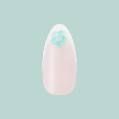 Puffy Flower Chrome French - Press-On | Medium | Almond