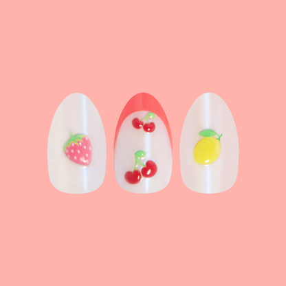 Puffy Fruits - Press-On | Medium | Oval