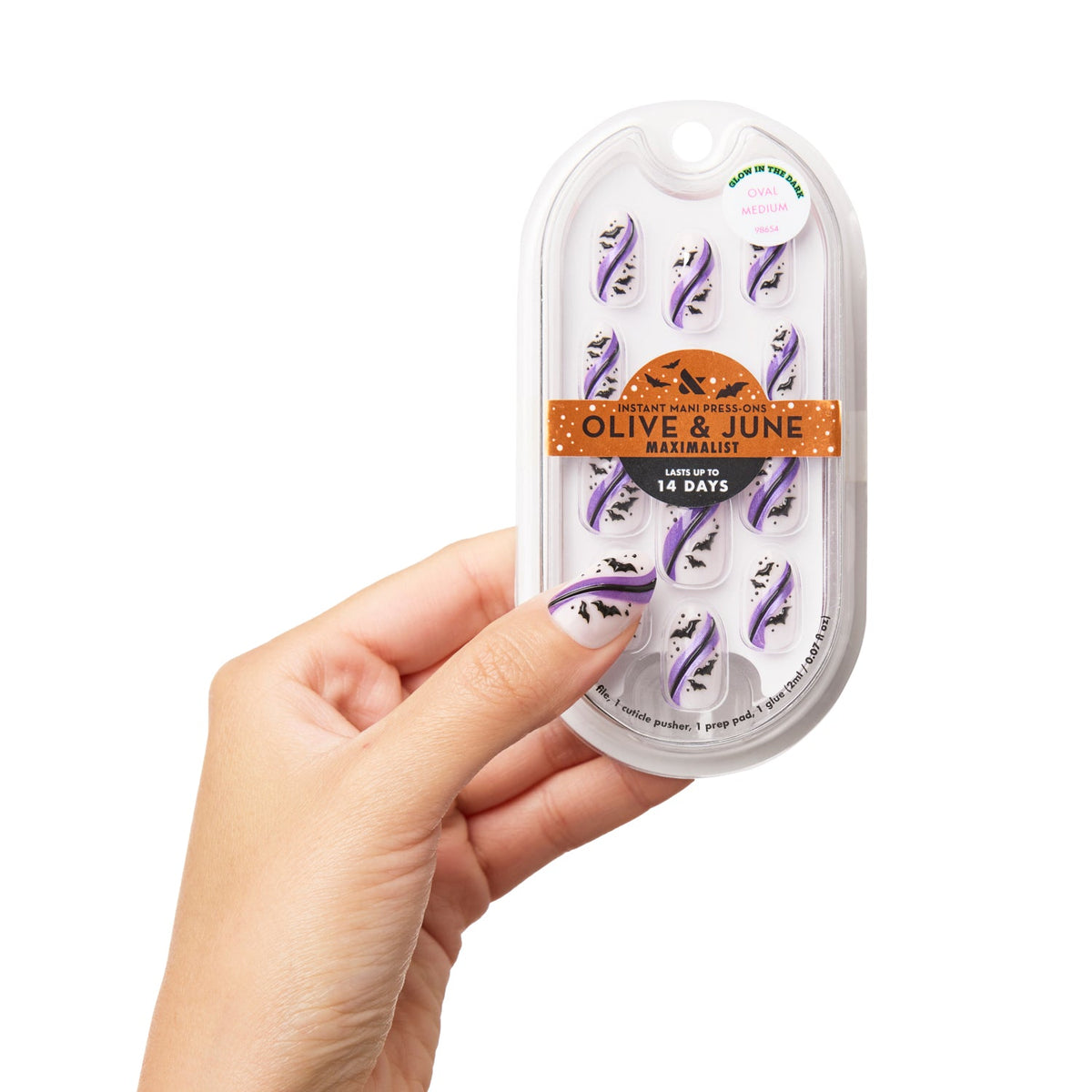 Puffy Bat Swirls - Press-On | Medium | Oval