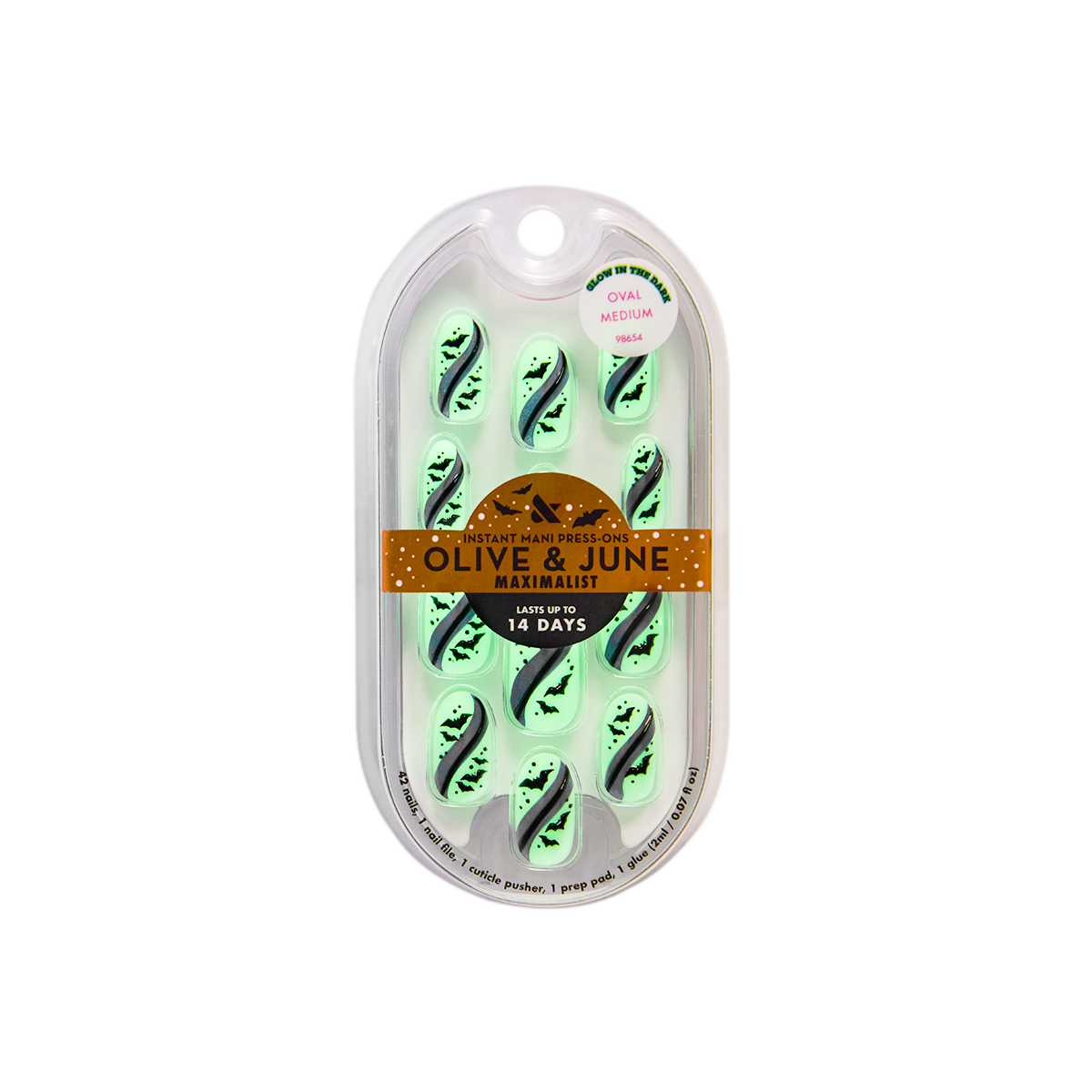 Puffy Bat Swirls - Press-On | Medium | Oval
