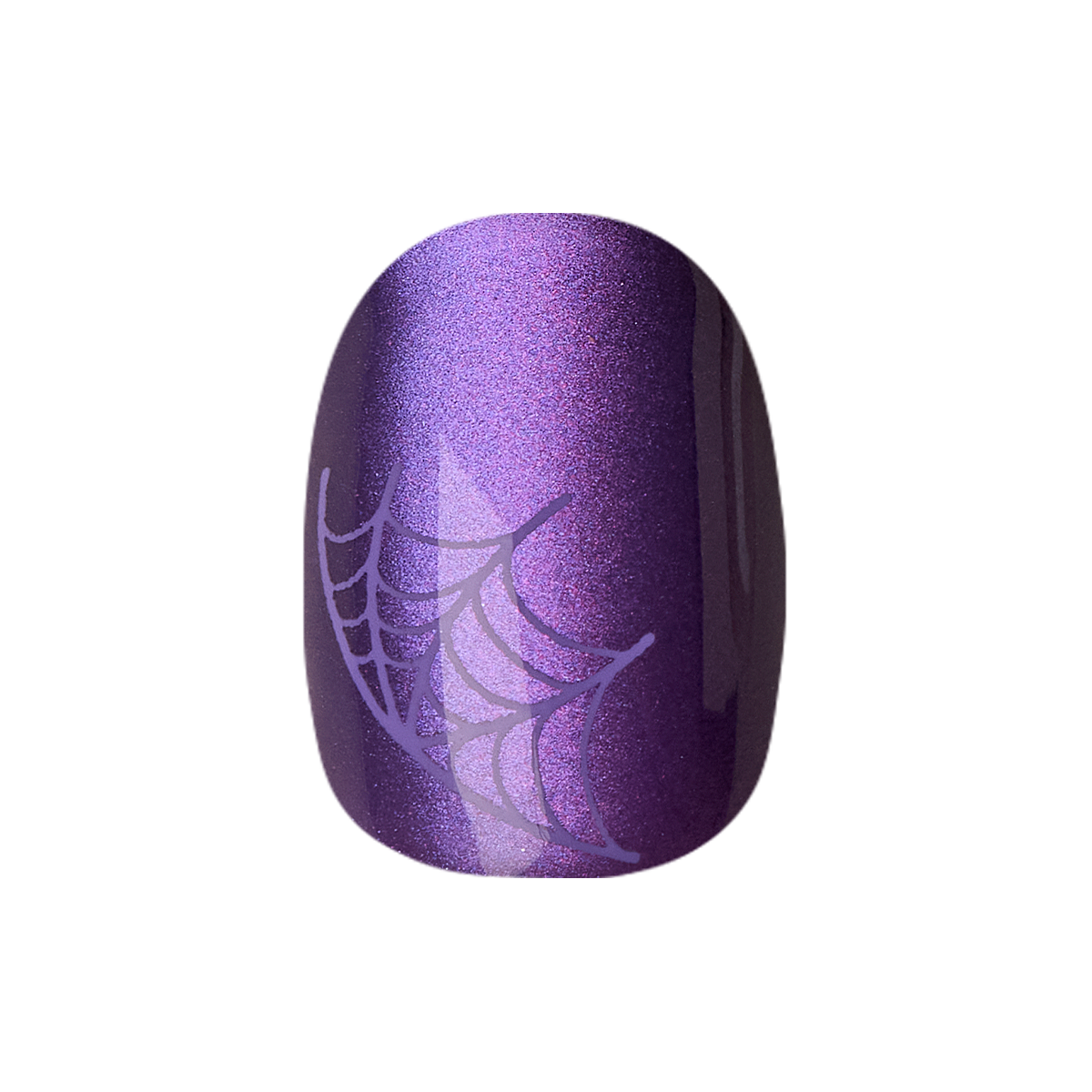 Purple Velvet Spiderwebs - Tab Press-On | Extra Short | Round