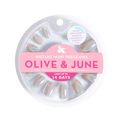 Rainbow Holographic Gradient - Press On | Extra Short | Round