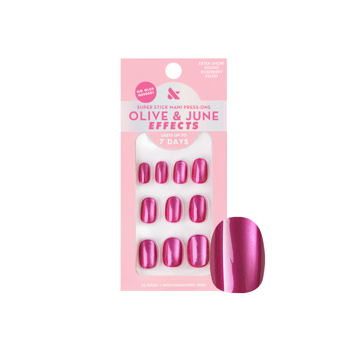 Roseberry Velvet - Tab Press Ons | Extra Short | Round