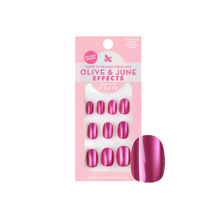 Roseberry Velvet - Tab Press Ons | Extra Short | Round