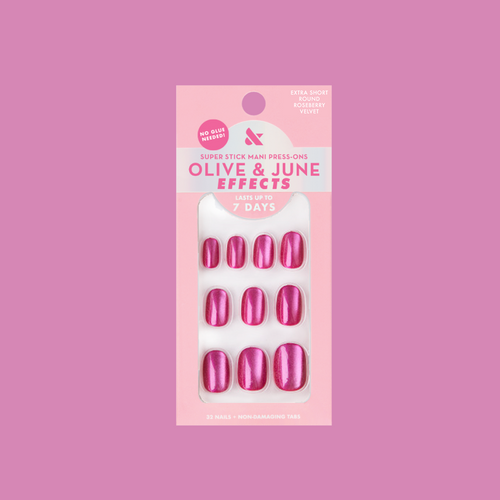 Roseberry Velvet - Tab Press Ons | Extra Short | Round