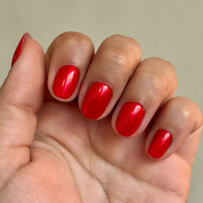 Ruby Chrome - Tab Press-On | Extra Short | Round