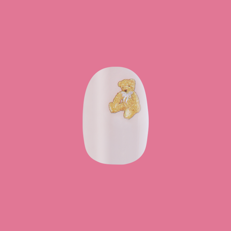 Tiny Teddy Hearts - Press On | Short | Round