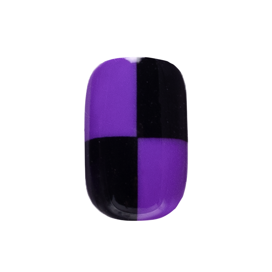 Purple Checker Party | Short | Squoval - Tab Press-On