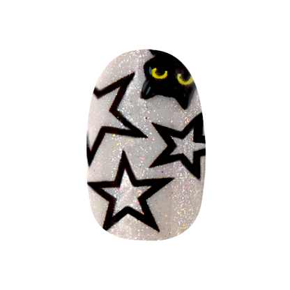 Starry Cats - Press-On | Medium | Oval